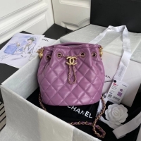 Luxury Cheap Chanel Drawstring Sheepskin bag AS2057 purple