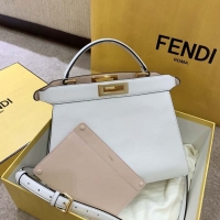 Affordable Price Fendi PEEKABOO ISEEU EAST-WEST WHITE leather bag 8BN323