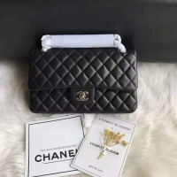 Best Quality Chanel Quilted Lambskin Flap Bag A35202 Black/Silver