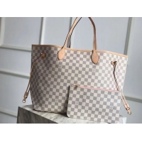 Top Grade Louis Vuitton Damier Azur Original Leather Bolso NEVERFULL GM N41604 Pink