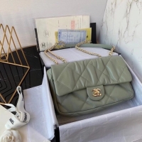 Luxury Cheap Chanel flap bag Calfskin & Gold-Tone Metal AS2231 green