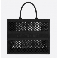 Top Quality DIOR BOOK TOTE Black Mesh Embroidery M1286Z