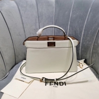 Unique Discount Fendi PEEKABOO ISEEU EAST-WEST leather bag 8BN323A white