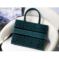 Famous Brand DIOR BOOK TOTE green Cannage Embroidered Velvet M1287Z