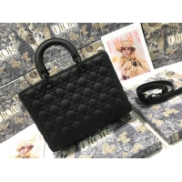 New Style LARGE LADY DIOR BAG Black Ultramatte Cannage Calfskin M0566SL