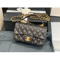 Buy Discount Chanel small tote bag Sheepskin & Gold-Tone Metal AS8816 black