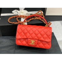 High Quality Chanel small tote bag Sheepskin & Gold-Tone Metal AS8816 red