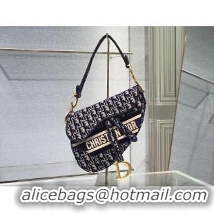 Good Product SADDLE BAG Dior Oblique Embroidered Velvet C0044 blue