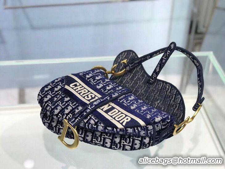 Good Product SADDLE BAG Dior Oblique Embroidered Velvet C0044 blue