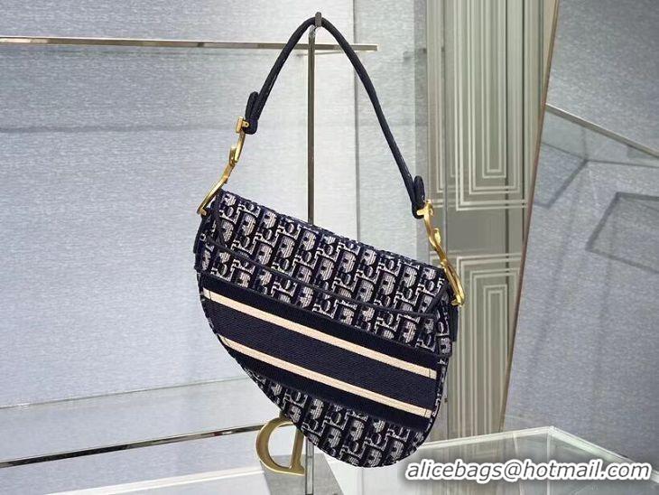 Good Product SADDLE BAG Dior Oblique Embroidered Velvet C0044 blue