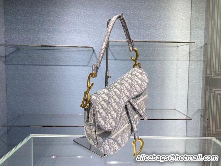 Super Quality SADDLE BAG Dior Oblique Embroidered Velvet C0044 gray