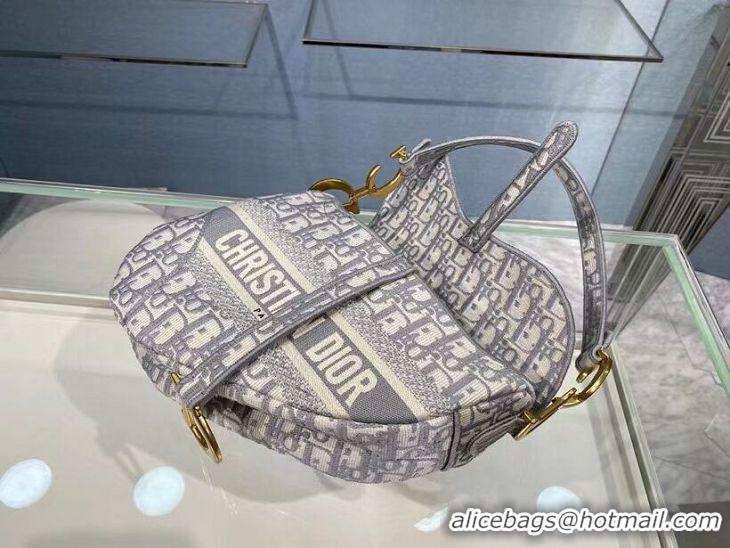 Super Quality SADDLE BAG Dior Oblique Embroidered Velvet C0044 gray