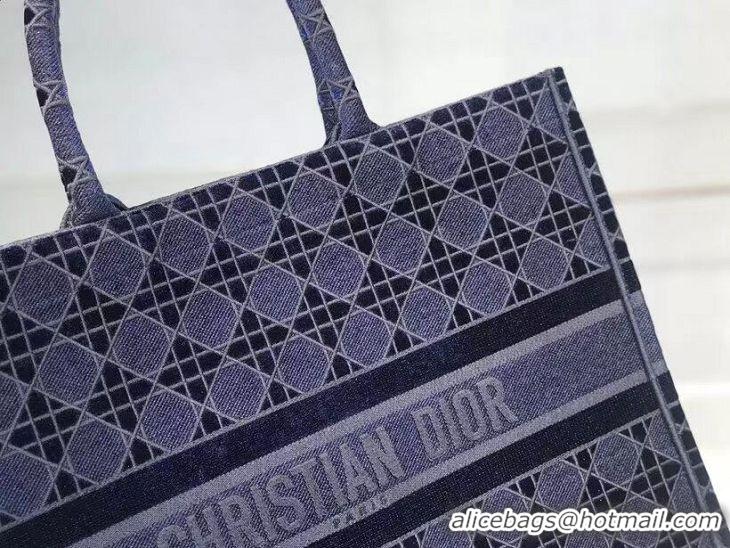 Traditional Discount DIOR BOOK TOTE blue Cannage Embroidered Velvet M1286Z