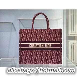 Low Price DIOR BOOK TOTE Burgundy Dior Oblique Embroidered Velvet M1286Z