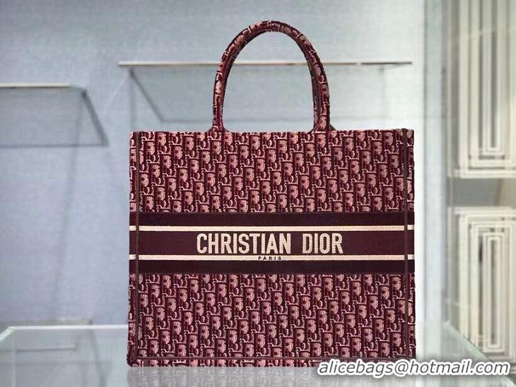 Low Price DIOR BOOK TOTE Burgundy Dior Oblique Embroidered Velvet M1286Z