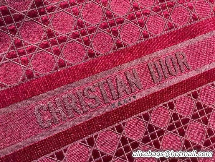 Promotional SMALL DIOR BOOK TOTE Burgundy Cannage Embroidered Velvet M1287Z