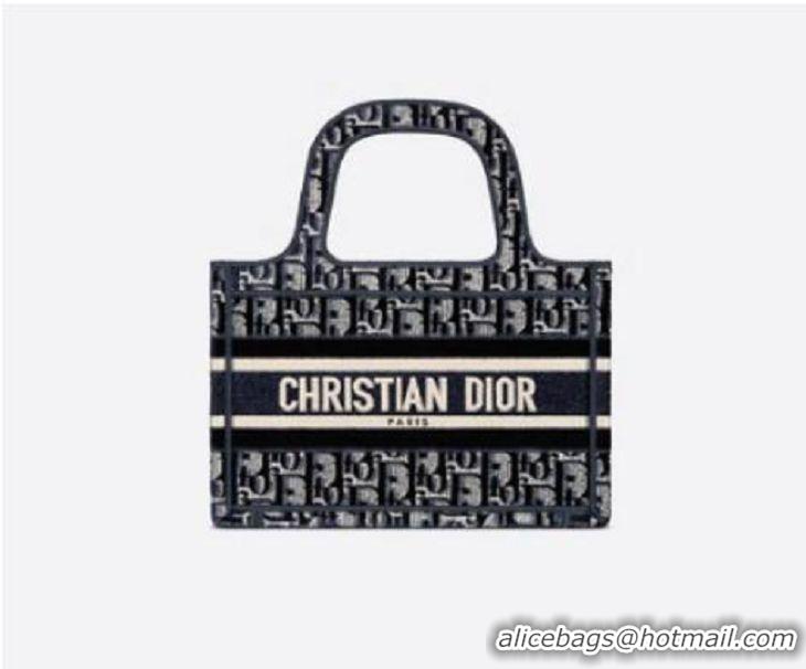 Good Product MINI DIOR BOOK TOTE Blue Dior Oblique Embroidered Velvet S5475Z