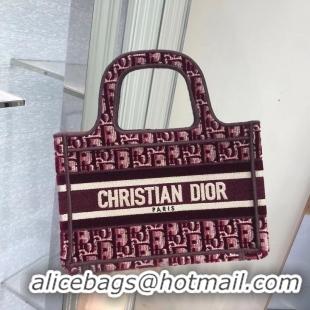 Top Grade DIOR BOOK TOTE Burgundy Dior Oblique Embroidered Velvet M1286Z