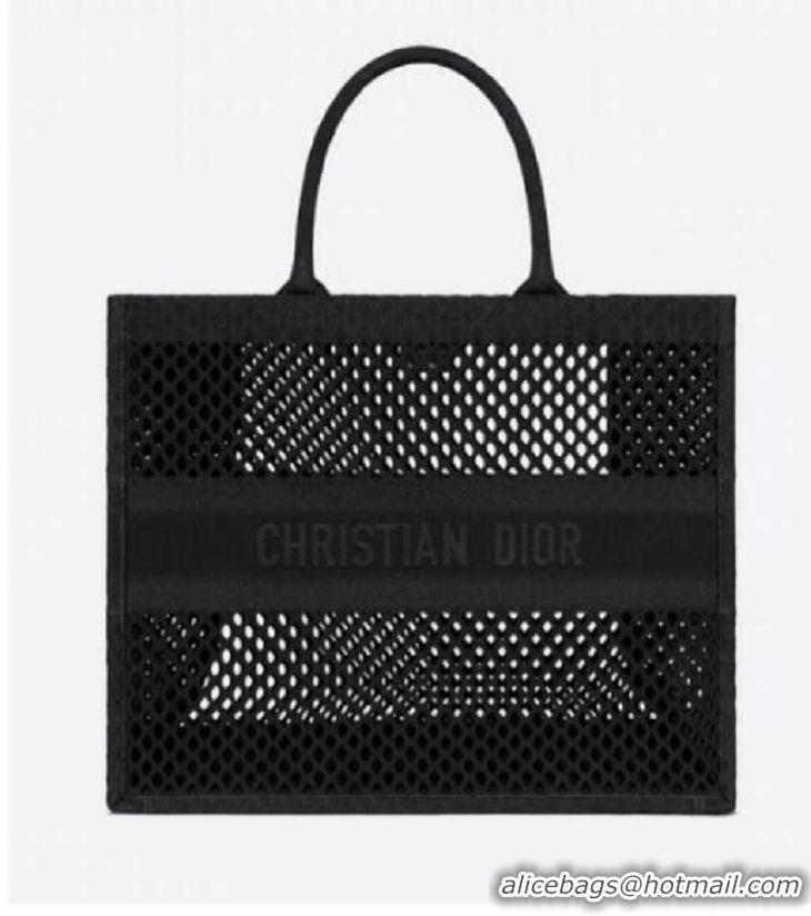 Promotional DIOR BOOK TOTE Black Mesh Embroidery M1286ZW