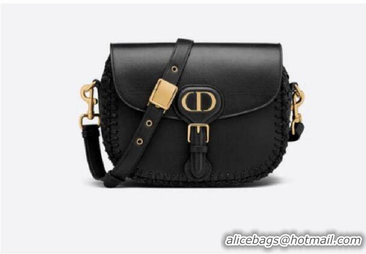 Good Looking MEDIUM DIOR BOBBY BAG Black Grained Calfskin with Whipstitched Seams M9319UB