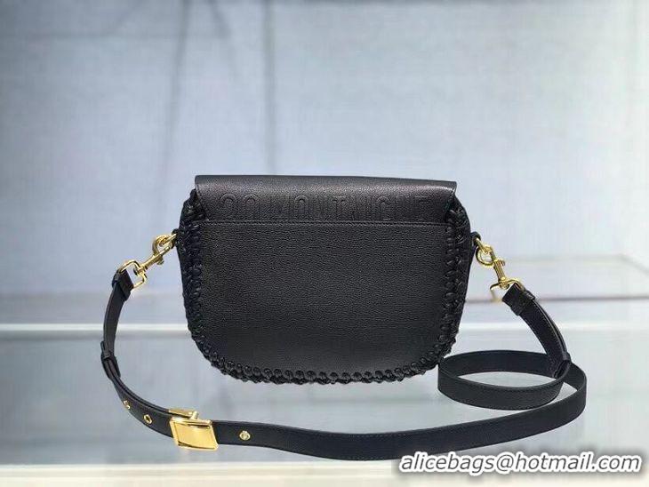 Good Looking MEDIUM DIOR BOBBY BAG Black Grained Calfskin with Whipstitched Seams M9319UB