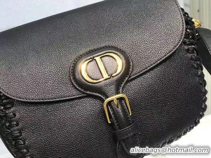 Good Looking MEDIUM DIOR BOBBY BAG Black Grained Calfskin with Whipstitched Seams M9319UB