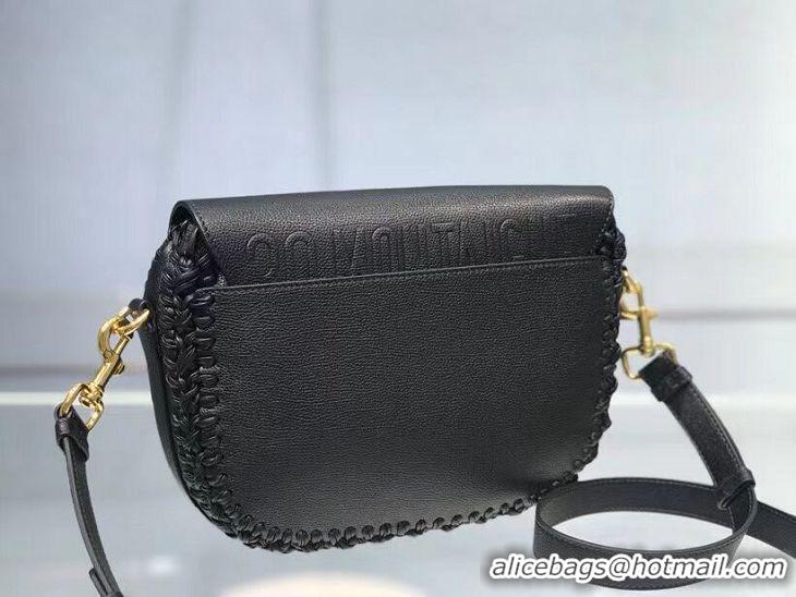 Good Looking MEDIUM DIOR BOBBY BAG Black Grained Calfskin with Whipstitched Seams M9319UB