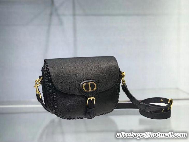 Good Looking MEDIUM DIOR BOBBY BAG Black Grained Calfskin with Whipstitched Seams M9319UB