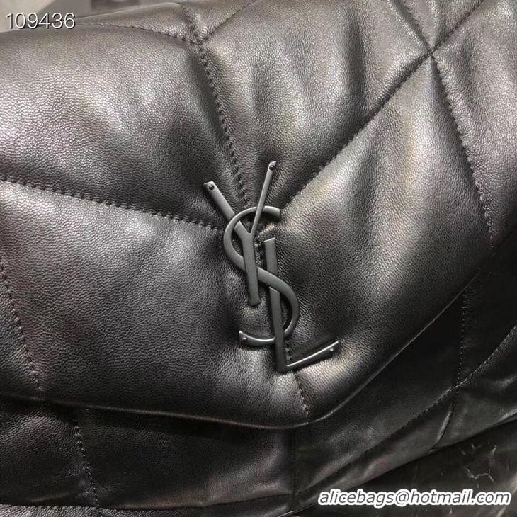 Promotional Yves Saint Laurent LOULOU PUFFER IN QUILTED CRINKLED MATTE LEATHER MEDIUM BAG Y577475 Black