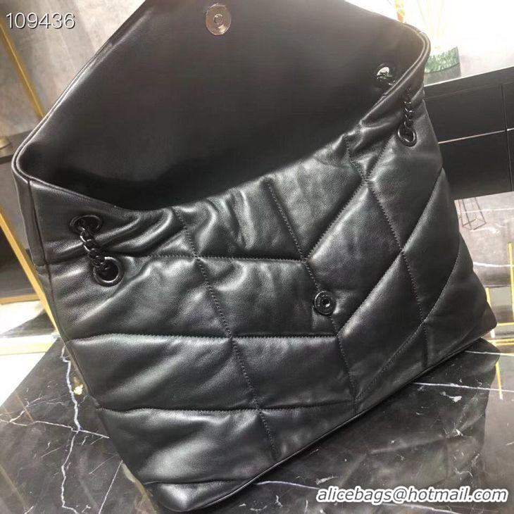 Promotional Yves Saint Laurent LOULOU PUFFER IN QUILTED CRINKLED MATTE LEATHER MEDIUM BAG Y577475 Black