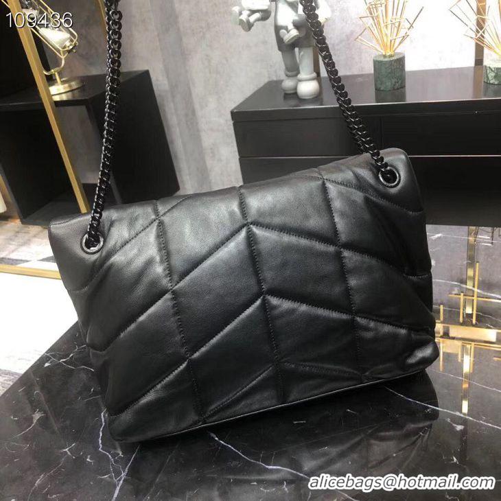 Promotional Yves Saint Laurent LOULOU PUFFER IN QUILTED CRINKLED MATTE LEATHER MEDIUM BAG Y577475 Black