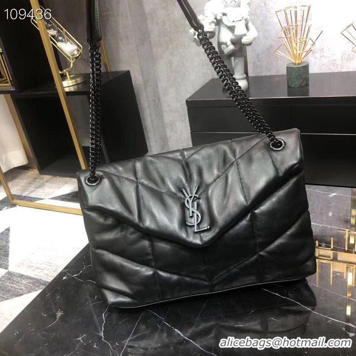 Promotional Yves Saint Laurent LOULOU PUFFER IN QUILTED CRINKLED MATTE LEATHER MEDIUM BAG Y577475 Black