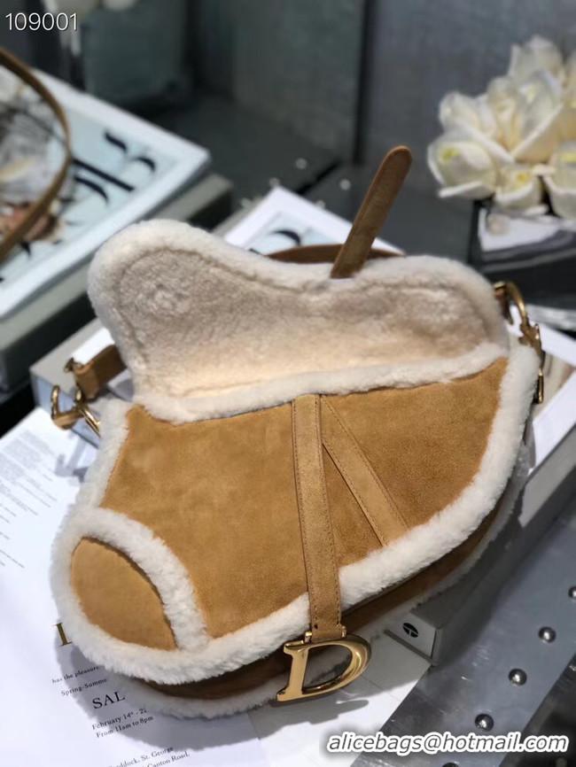 Buy Inexpensive DIOR SADDLE BAG Camel-Colored Shearling M0446C