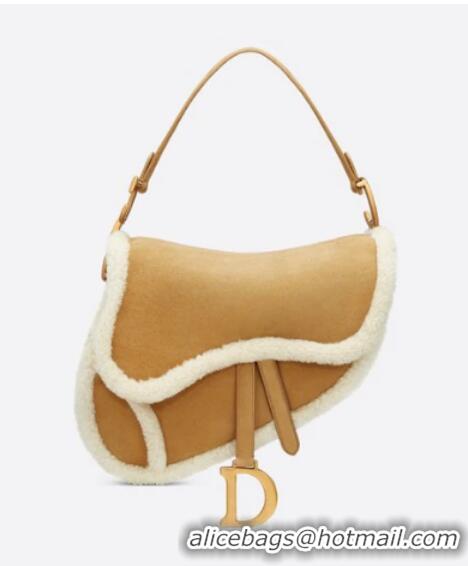 Buy Inexpensive DIOR SADDLE BAG Camel-Colored Shearling M0446C