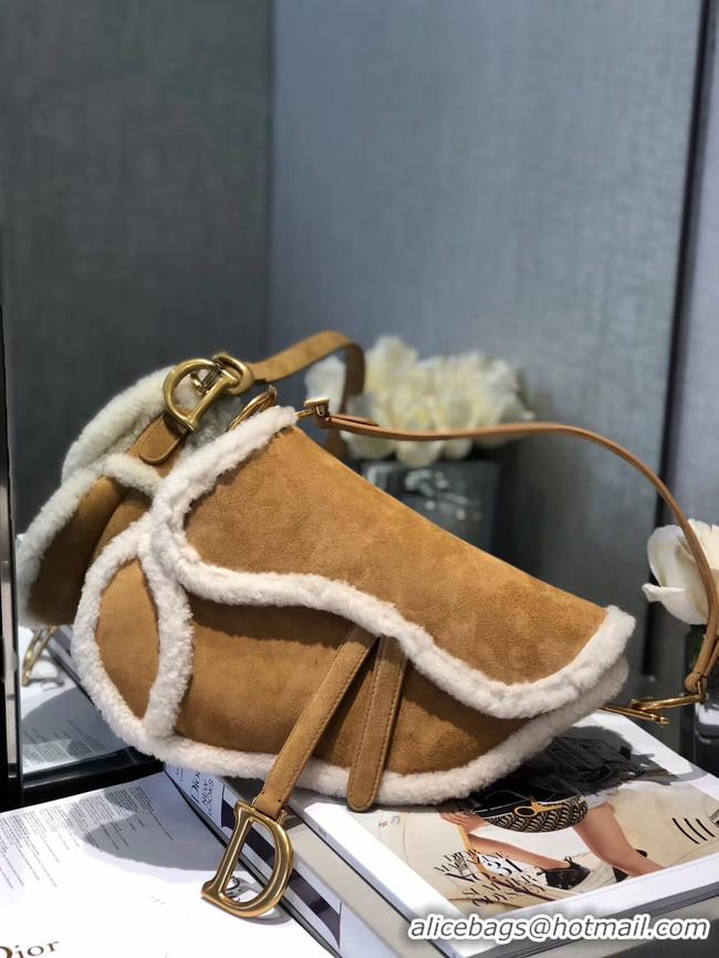 Buy Inexpensive DIOR SADDLE BAG Camel-Colored Shearling M0446C