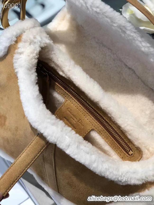 Buy Inexpensive DIOR SADDLE BAG Camel-Colored Shearling M0446C