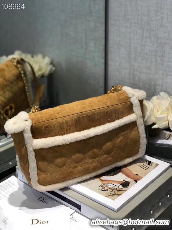 Unique Grade DIOR 30 MONTAIGNE CHAIN BAG Camel-Colored Shearling M9208