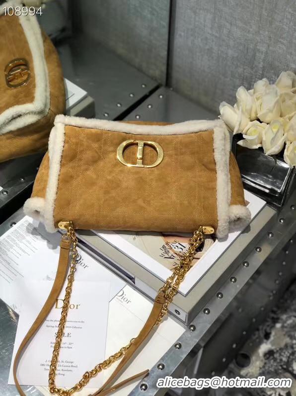 Unique Grade DIOR 30 MONTAIGNE CHAIN BAG Camel-Colored Shearling M9208