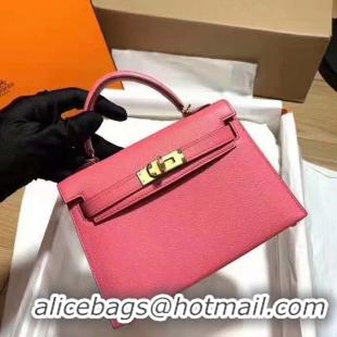 Best Grade Hermes Mini Kelly Original Togo Leather K19CM Watermelon Red&Gold Metal