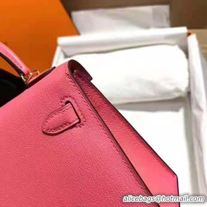 Best Grade Hermes Mini Kelly Original Togo Leather K19CM Watermelon Red&Gold Metal