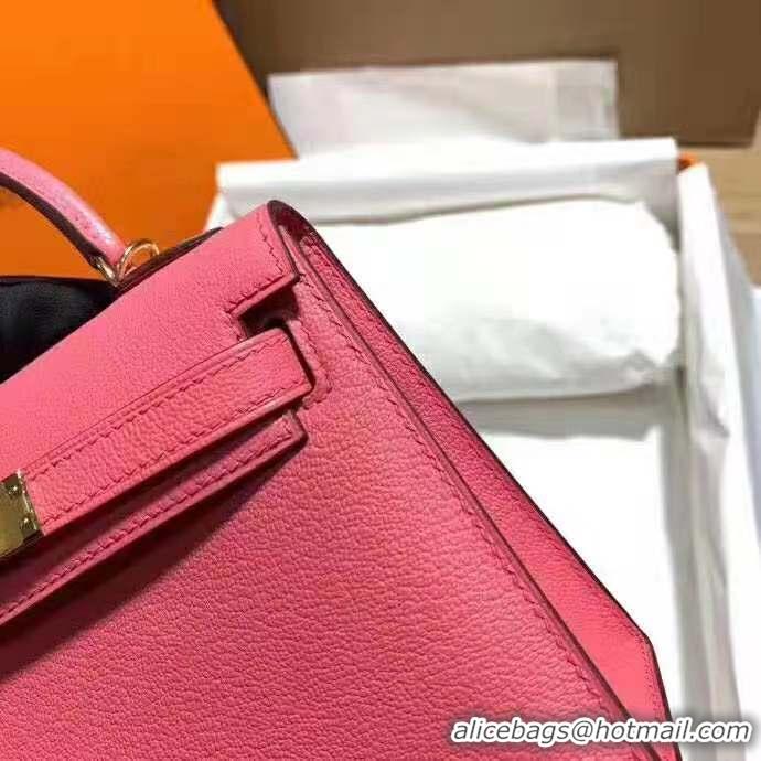 Best Grade Hermes Mini Kelly Original Togo Leather K19CM Watermelon Red&Gold Metal