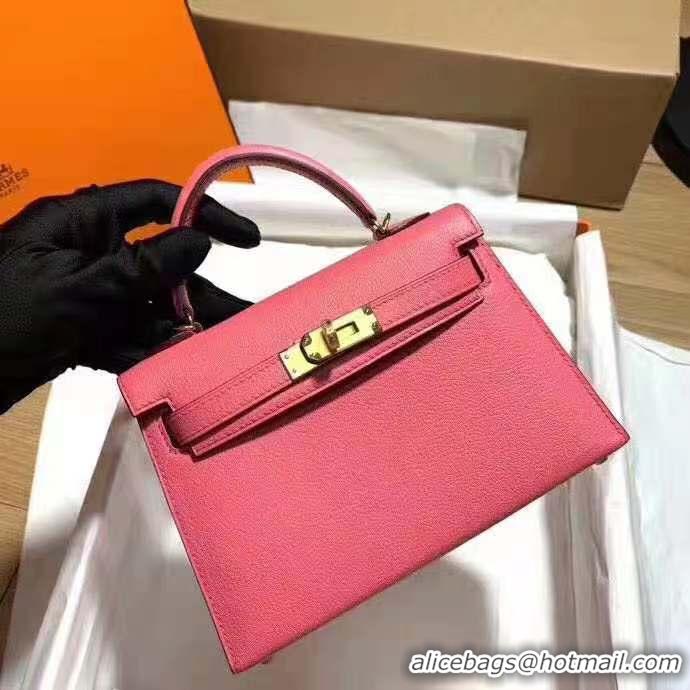 Best Grade Hermes Mini Kelly Original Togo Leather K19CM Watermelon Red&Gold Metal