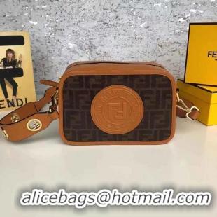 Hot Sell Fendi FF Shoulder Bag With Leather Strap 8BR605 Brown