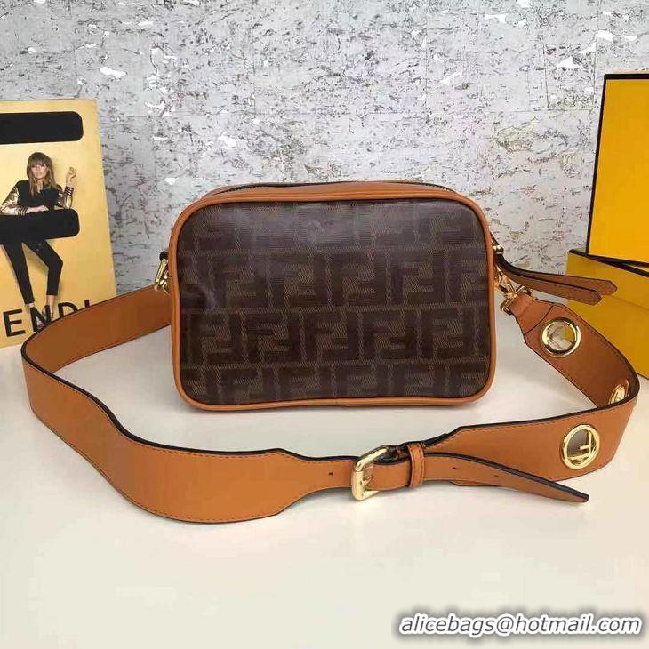 Hot Sell Fendi FF Shoulder Bag With Leather Strap 8BR605 Brown