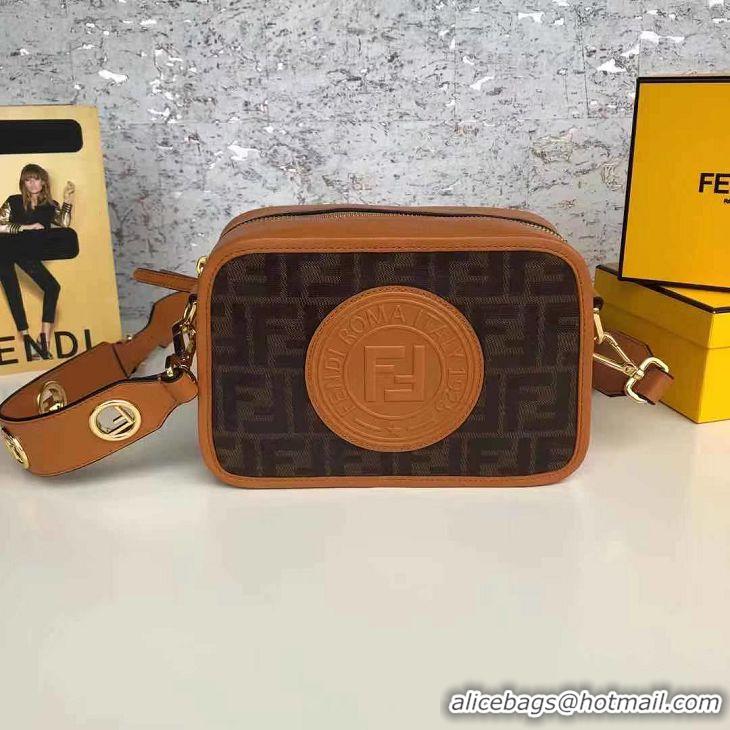 Hot Sell Fendi FF Shoulder Bag With Leather Strap 8BR605 Brown