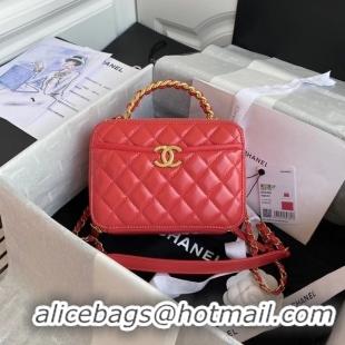 Discount Chanel vanity case Lambskin, Shiny Crumpled Calfskin & Gold-Tone Metal AS2179 Pink