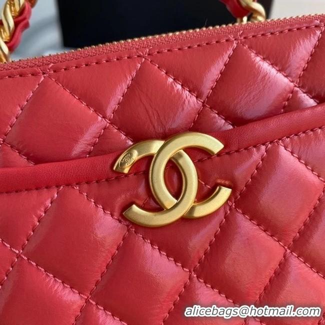 Discount Chanel vanity case Lambskin, Shiny Crumpled Calfskin & Gold-Tone Metal AS2179 Pink