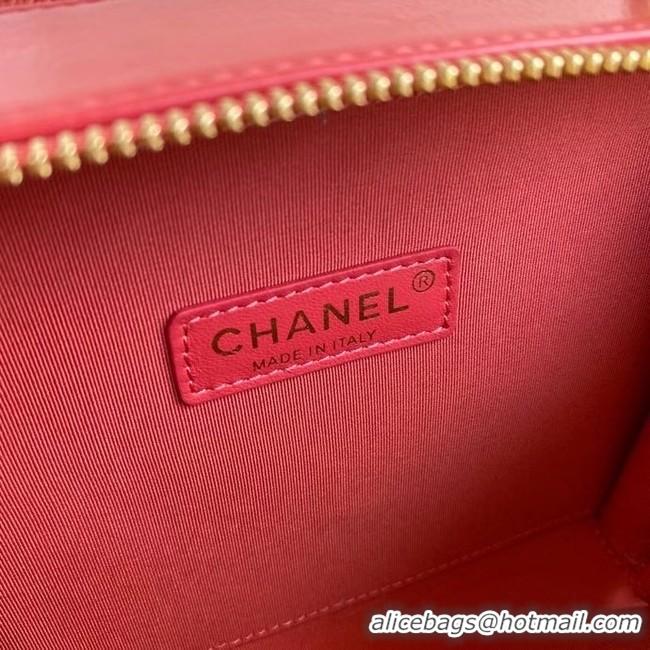 Discount Chanel vanity case Lambskin, Shiny Crumpled Calfskin & Gold-Tone Metal AS2179 Pink