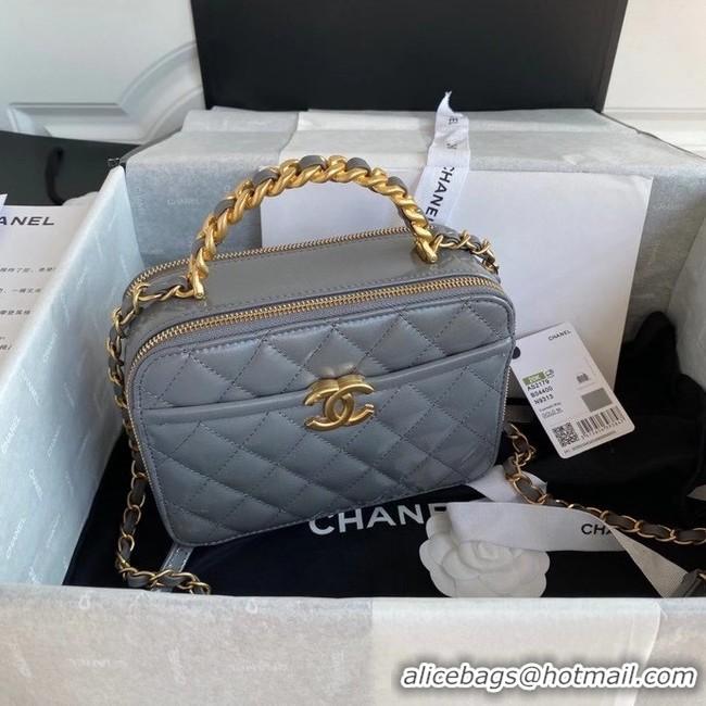 Best Price Chanel vanity case Lambskin, Shiny Crumpled Calfskin & Gold-Tone Metal AS2179 Gray