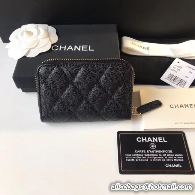 Top Design CHANEL 19 Grained Calfskin & Gold-Tone Metal Wallet AP1842 black